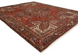 Vintage Red Geometric 8'6X11 Heriz Persian Rug