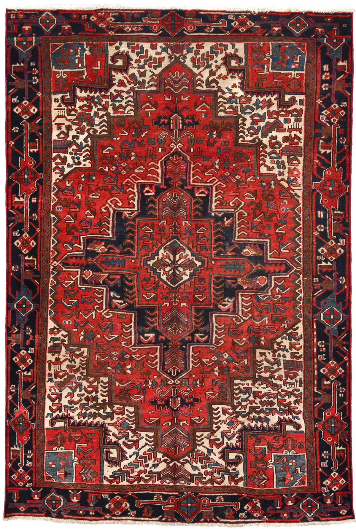 Semi Antique Red Floral 7X11 Heriz Persian Rug