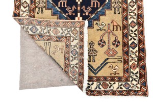 Vintage Beige Geometric 3X18 Ardebil Persian Runner Rug