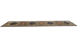 Vintage Beige Geometric 3X18 Ardebil Persian Runner Rug