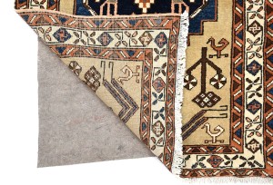 Vintage Beige Geometric 3X18 Ardebil Persian Runner Rug