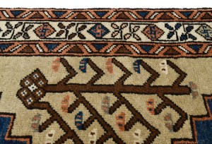 Vintage Beige Geometric 3X18 Ardebil Persian Runner Rug