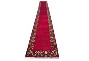 Vintage Fuchsia Rose Classic 2'9X19 Tabriz Persian Runner Rug