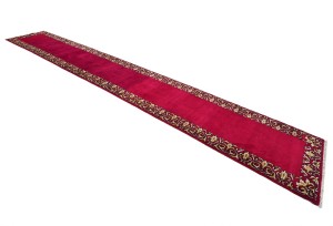Vintage Fuchsia Rose Classic 2'9X19 Tabriz Persian Runner Rug