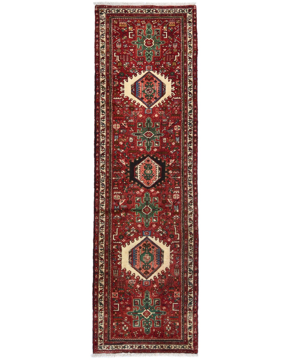 Vintage Red Tribal 3X10 Karajeh Persian Runner Rug