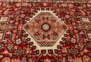 Vintage Red Geometric 3'6X10'4 Karajeh Persian Runner Rug