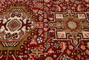 Vintage Red Geometric 3'6X10'4 Karajeh Persian Runner Rug
