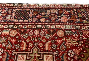 Vintage Red Geometric 3'6X10'4 Karajeh Persian Runner Rug