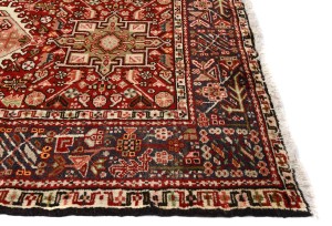 Vintage Red Geometric 3'6X10'4 Karajeh Persian Runner Rug