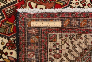 Vintage Cream Geometric 2'5X13 Karajeh Persian Runner Rug