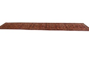 Vintage Rusty Red Tribal 3X17 Hossainabad Persian Runner Rug
