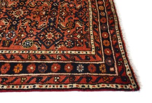 Vintage Rusty Red Tribal 3X17 Hossainabad Persian Runner Rug