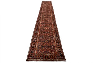 Vintage Rusty Red Tribal 3X17 Hossainabad Persian Runner Rug