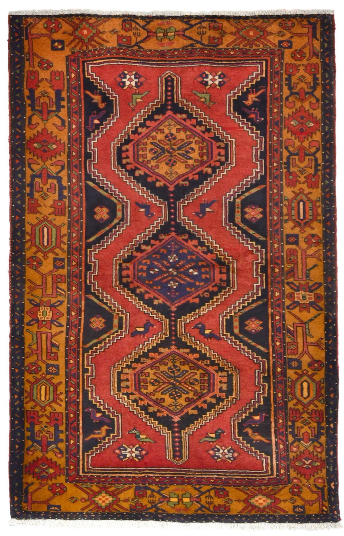 Vintage Red Tribal 4'6X6'9 Hamedan Persian Rug