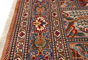 Vintage Khaki Pictorial 10X13 Kashmar Persian Rug