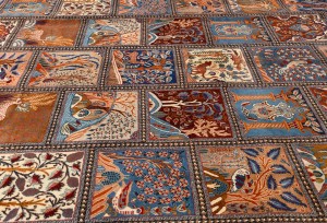Vintage Khaki Pictorial 10X13 Kashmar Persian Rug
