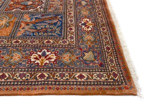 Vintage Khaki Pictorial 10X13 Kashmar Persian Rug