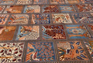 Vintage Khaki Pictorial 10X13 Kashmar Persian Rug
