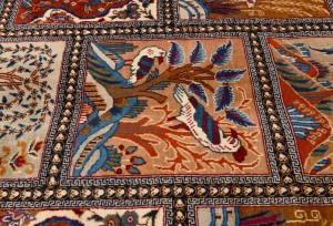 Vintage Khaki Pictorial 10X13 Kashmar Persian Rug
