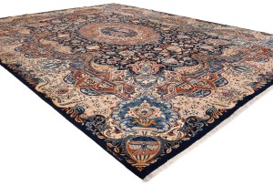 Vintage Purple-navy Pictorial 10X13 Kashmar Persian Rug