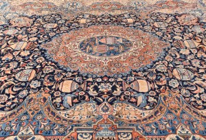 Vintage Purple-navy Pictorial 10X13 Kashmar Persian Rug