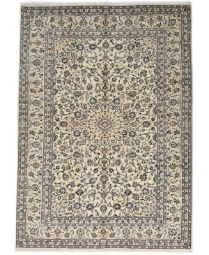 Vintage Cream Traditional 9X13 Kashan Persian Rug