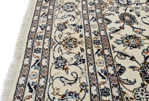 Vintage Cream Traditional 9X13 Kashan Persian Rug