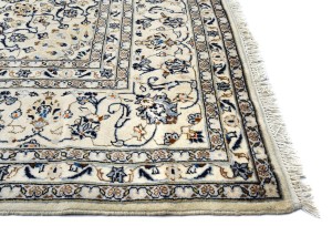 Vintage Cream Traditional 9X13 Kashan Persian Rug