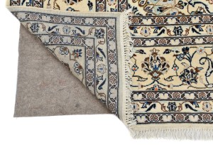 Vintage Cream Traditional 9X13 Kashan Persian Rug