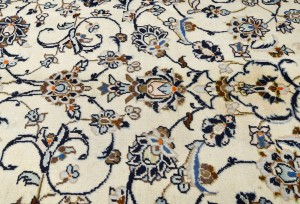 Vintage Cream Traditional 9X13 Kashan Persian Rug