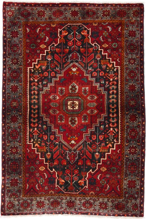 Vintage Tribal Geometric 3'7X5'2 Bidjar Persian Rug