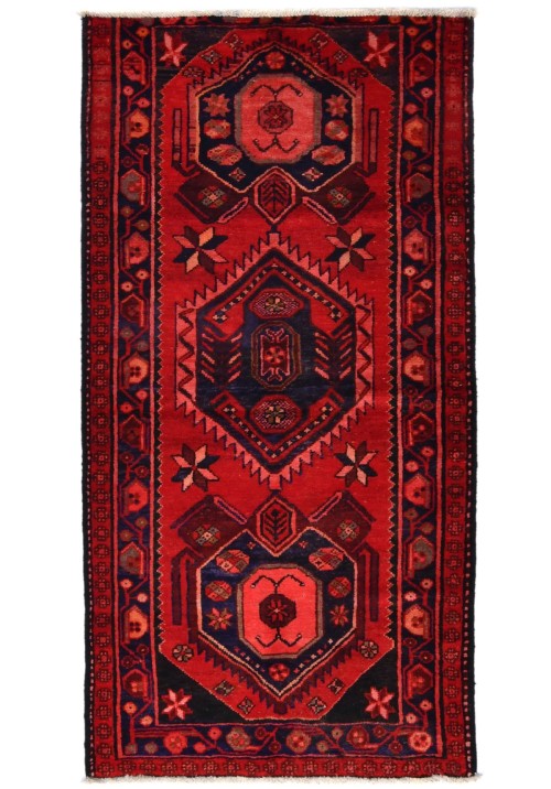 Vintage Red Tribal Floral 3'5X6'8 Handmade Oriental Rug