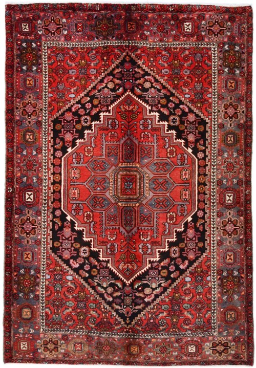 Vintage Red Floral 4'6X7 Zanjan Gholtogh Persian Rug