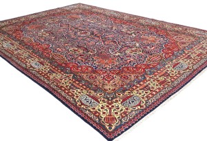 Vintage Purple-navy Traditional 9X13 Kashmar Persian Rug