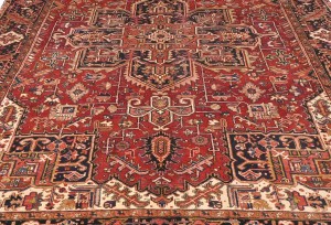 Vintage Red Geometric 8X12 Heriz Persian Rug