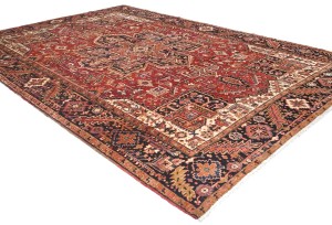 Vintage Red Geometric 8X12 Heriz Persian Rug