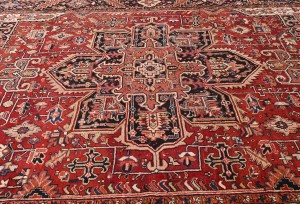 Vintage Red Geometric 8X12 Heriz Persian Rug