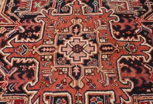 Vintage Red Geometric 8X12 Heriz Persian Rug