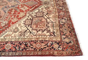 Vintage Rusty Red Geometric 7X9 Heriz Persian Rug