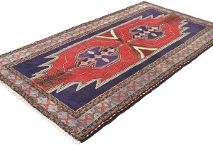 Vintage Tribal Geometric 3'6X6'6 Hamedan Persian Rug