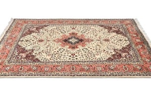 Vintage Cream Traditional 5X7 Tabriz Persian Rug