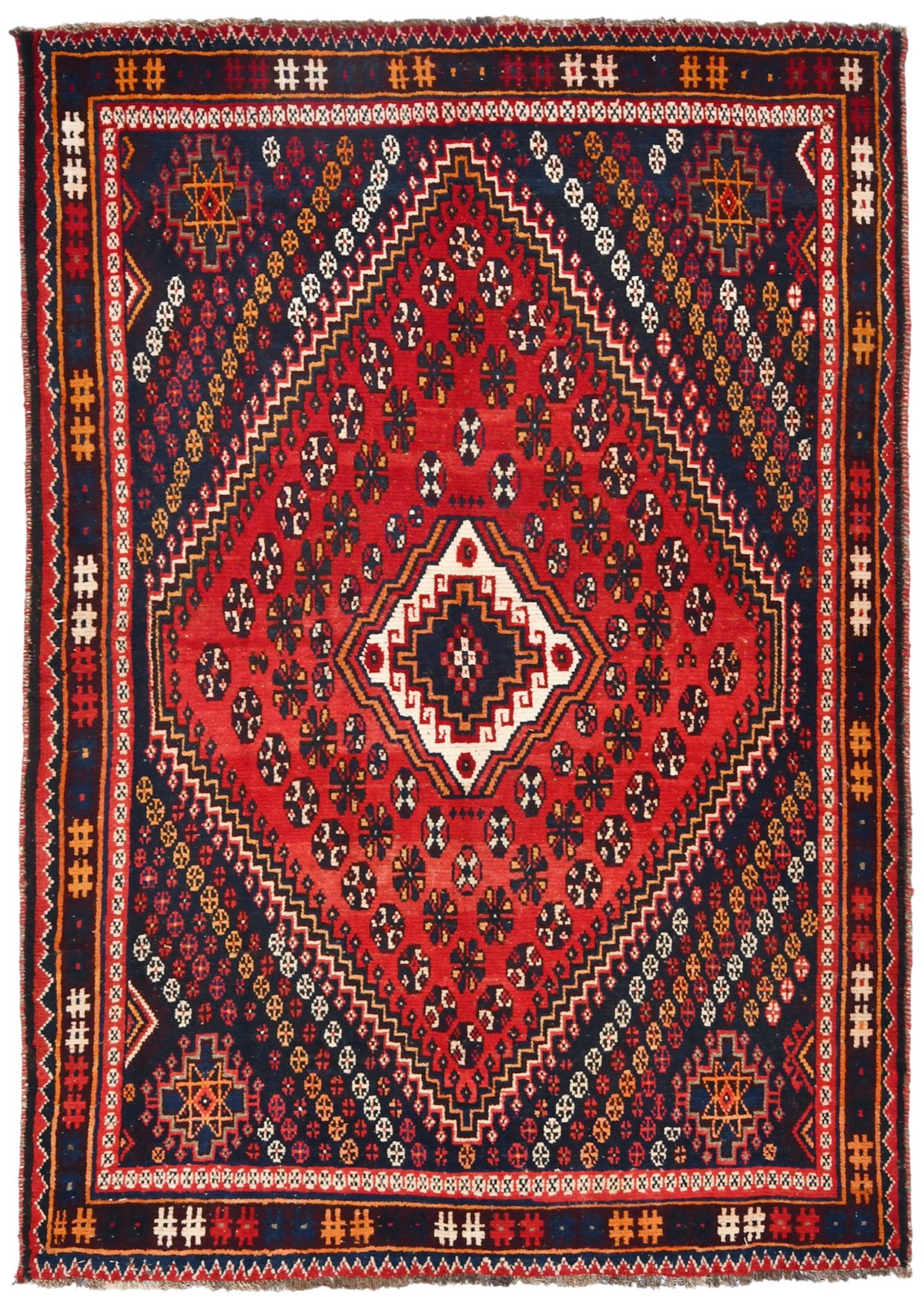Semi Antique Red Tribal 6X8 Shiraz Persian Rug