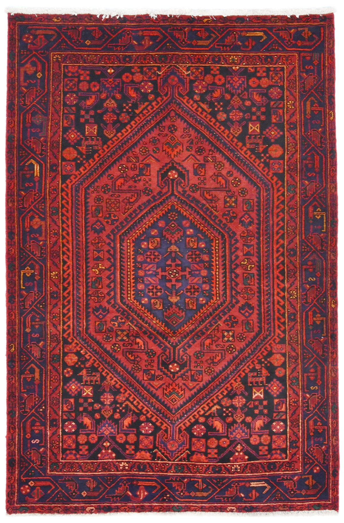 Vintage Tribal Red 5X7 Hamedan Persian Rug