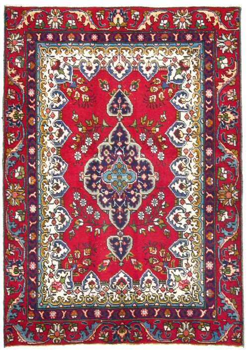 Vintage Red Traditional 4X6 Tabriz Persian Rug