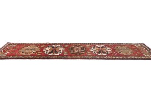 Vintage Tribal Geometric 3'3X13'5 Heriz Persian Runner Rug