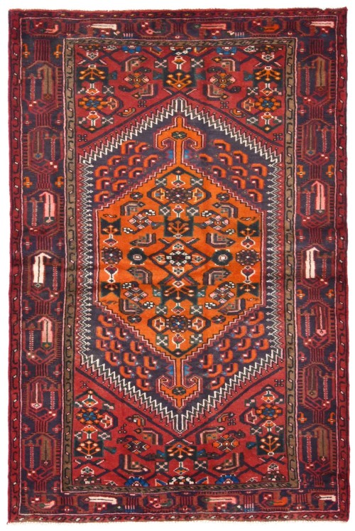 Vintage Plum Tribal 4X6 Hamedan Persian Rug