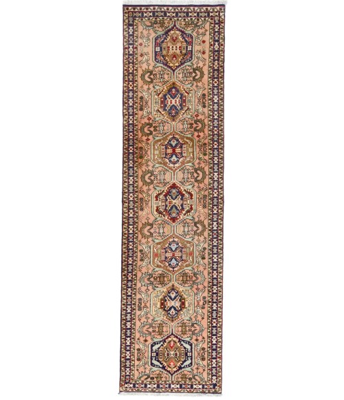 Vintage Pale Pink Tribal 2'4X9'2 Karajeh Persian Runner Rug