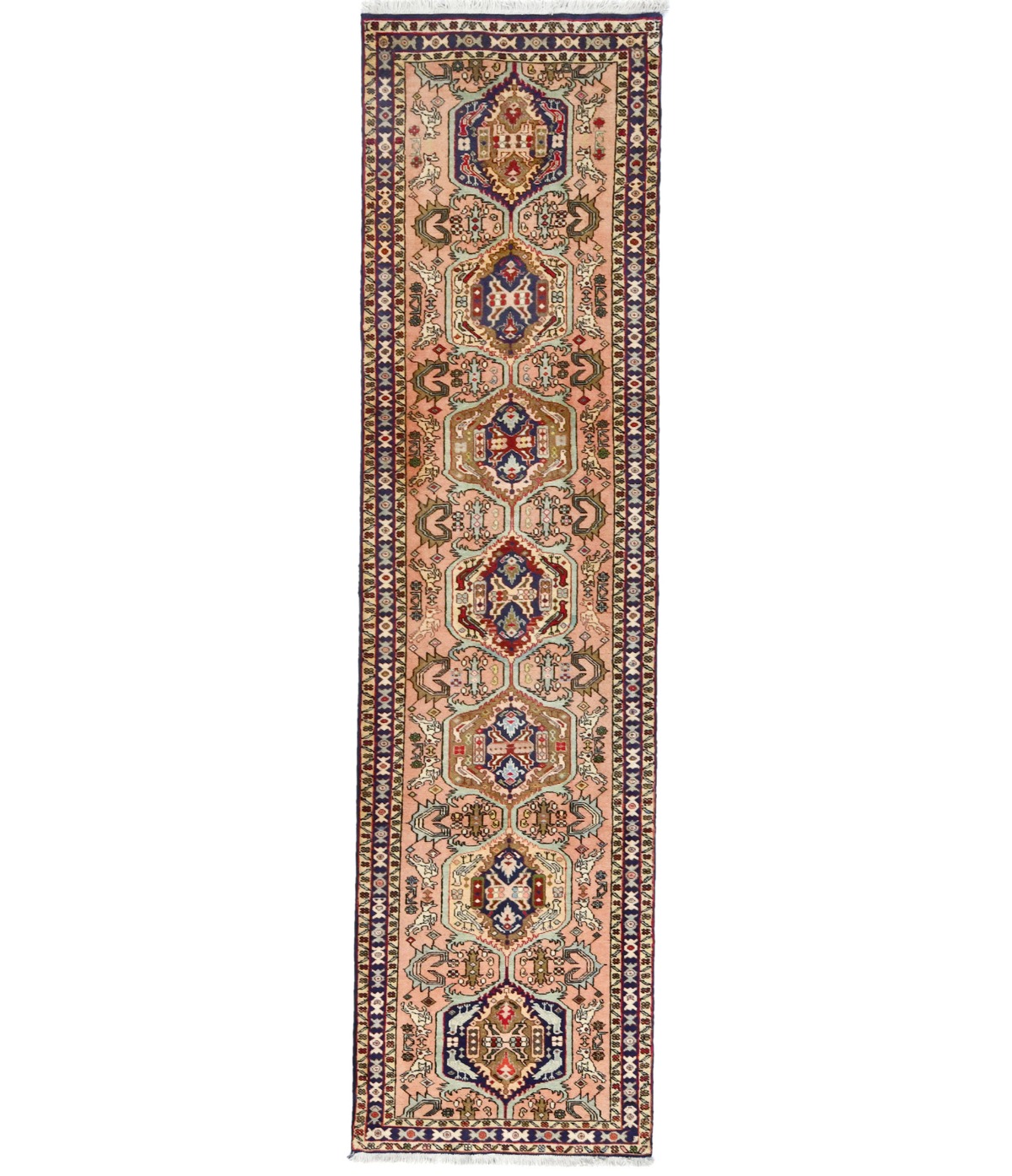 Vintage Pale Pink Tribal 2'4X9'2 Karajeh Persian Runner Rug