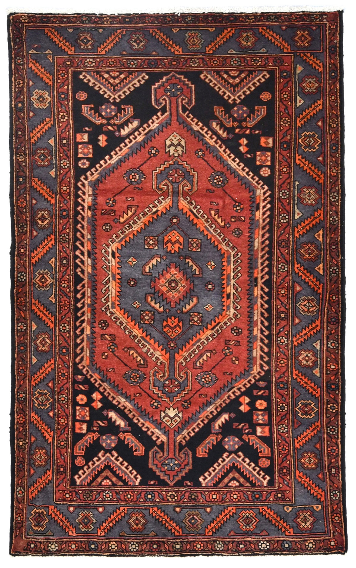 Vintage Red Tribal 4'5X7'2 Mussel Persian Rug