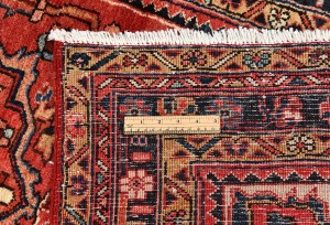 Vintage Red Floral 3'6X11'9 Heriz Persian Runner Rug